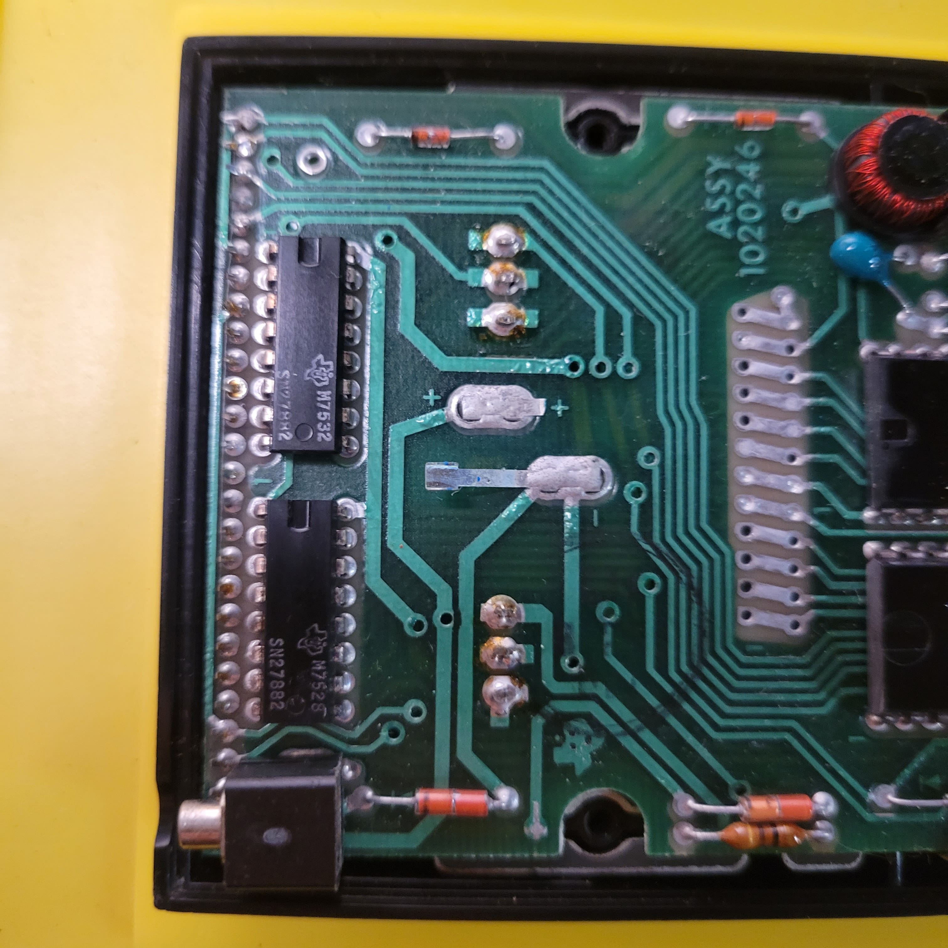 An image of the inside of a Texas Instruments SR-50A scientific/engineering calculator